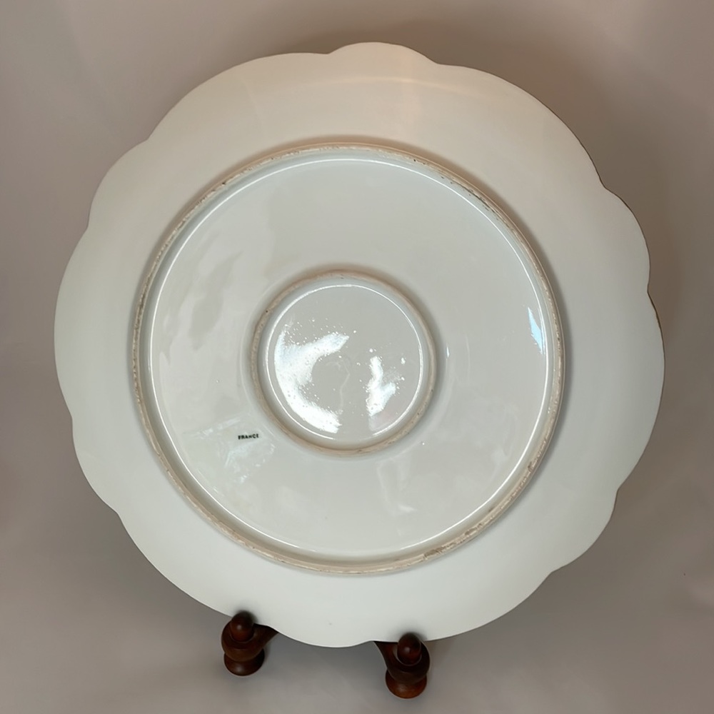 Vintage French Hand Painted Floral Plate 12.5” Gold Scalloped France - Picture 2 of 5